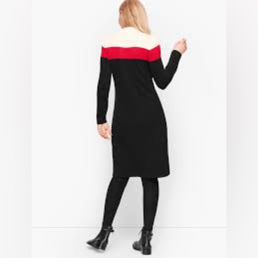 NWT Mockneck Colorblock Preppy Cashmere Red & Black Sweater Shift Dress